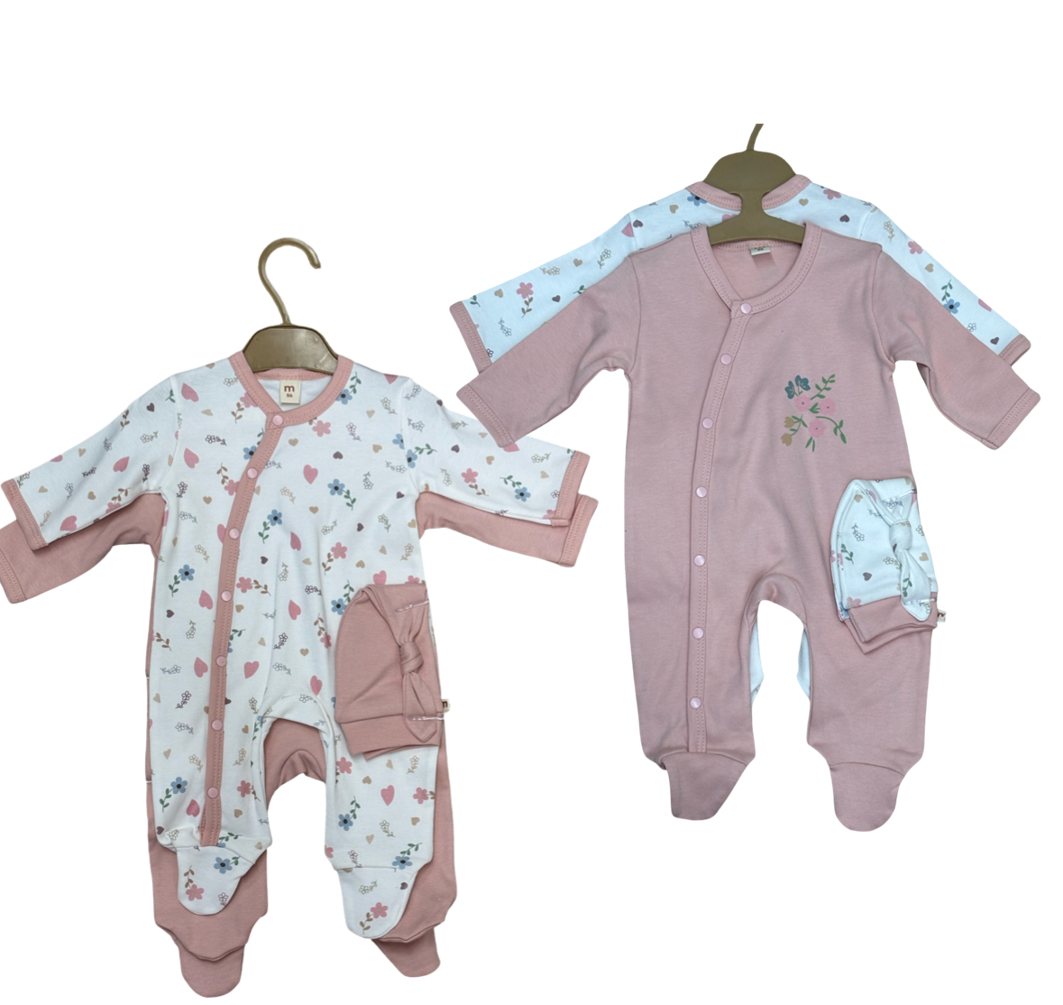 Daisies and hearts 4 pcs set( pink)