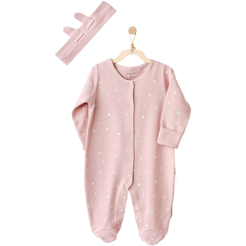 Starry romper with head band(foldable sleeves)