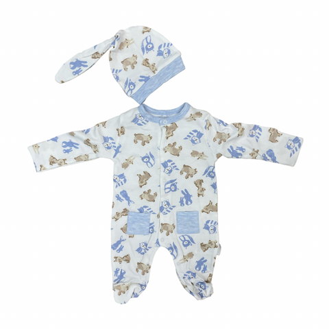 Tiny bear and friends romper with hat