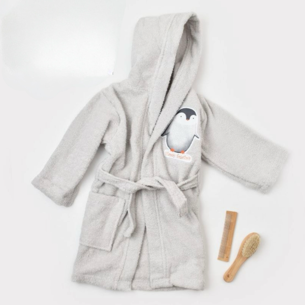 Penguin grey organic cotton bathrobe