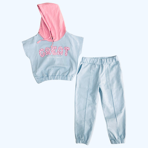 Life is great ( baby blue) track suit