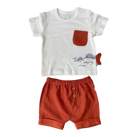 Red apple whale short set