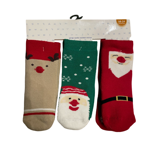 Christmas rubber sole socks pack of 3