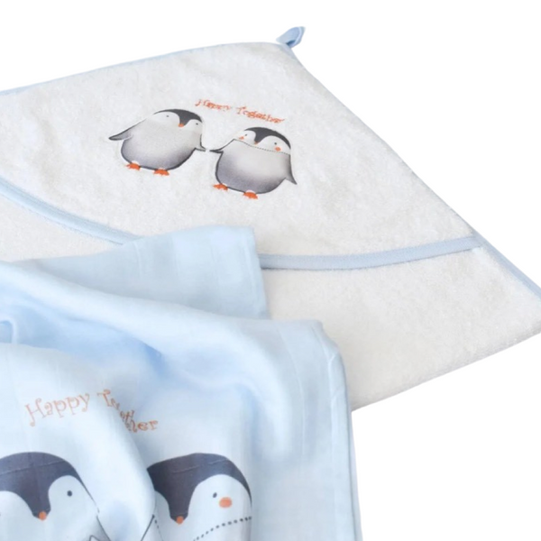 Happy together Set of 2:towel and muslin blanket (80x80cm)