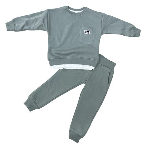 Plain teal fleece set