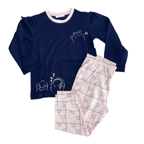 Navy blue salmon pj