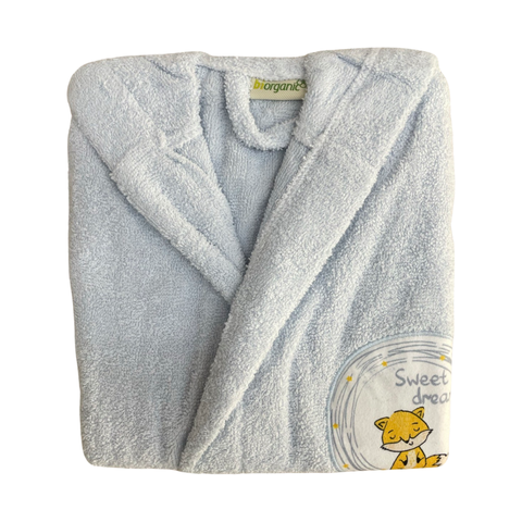 Sweet dreams light blue organic cotton bathrobe