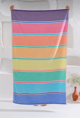 Multicolor horizontal stripes beach towel (90x170cm)