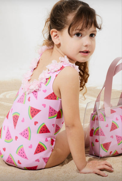 Pink watermelon one piece swimsuit