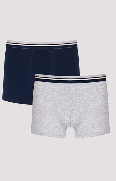 Basic pack of 2 boxers (navy blue-light grey)