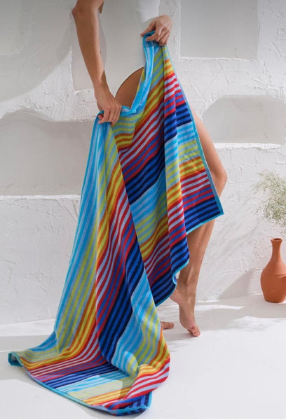 Multicolor vertical stripes beach towel (75x150cm)