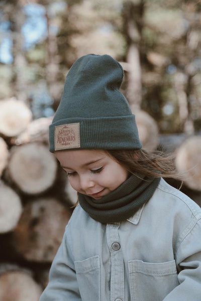 Beanie set with neck warmer (kaki)