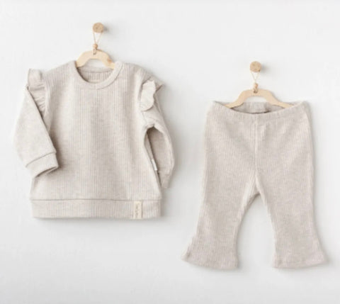 Warm flare pants set( beige)