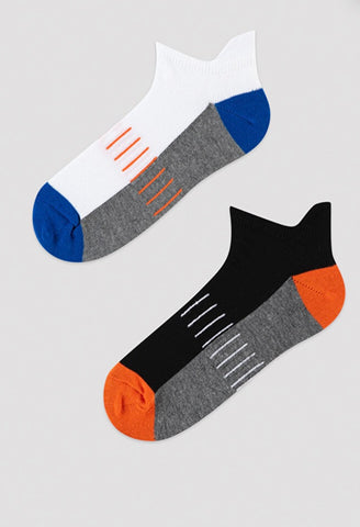 Boys black/white ankle socks pack of 2