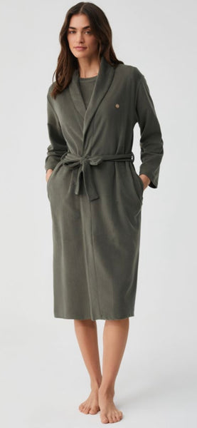 Kaki velvet robe
