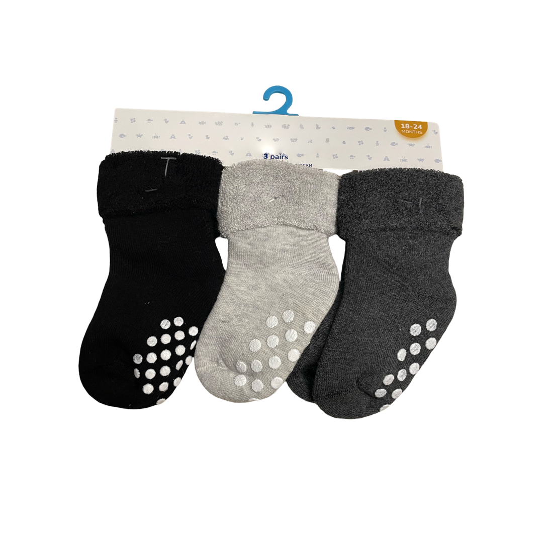 Rubber sole socks (black pack of 3)