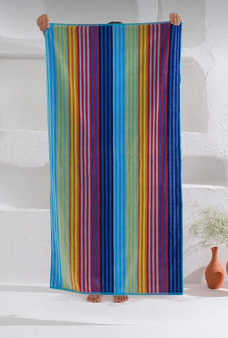 Multicolor vertical stripes beach towel (75x150cm)