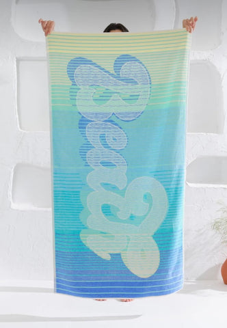 Beach turquoise and yellow towel (75x150cm)