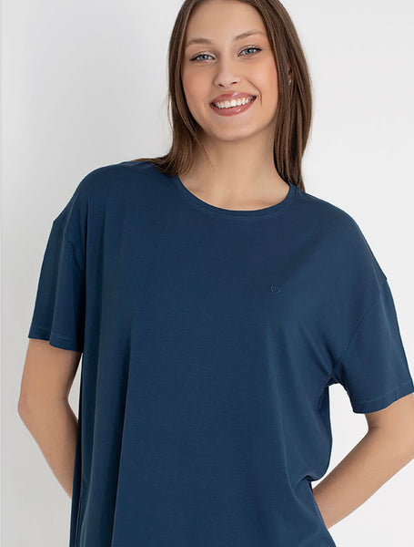 Floral cotton navy blue pj