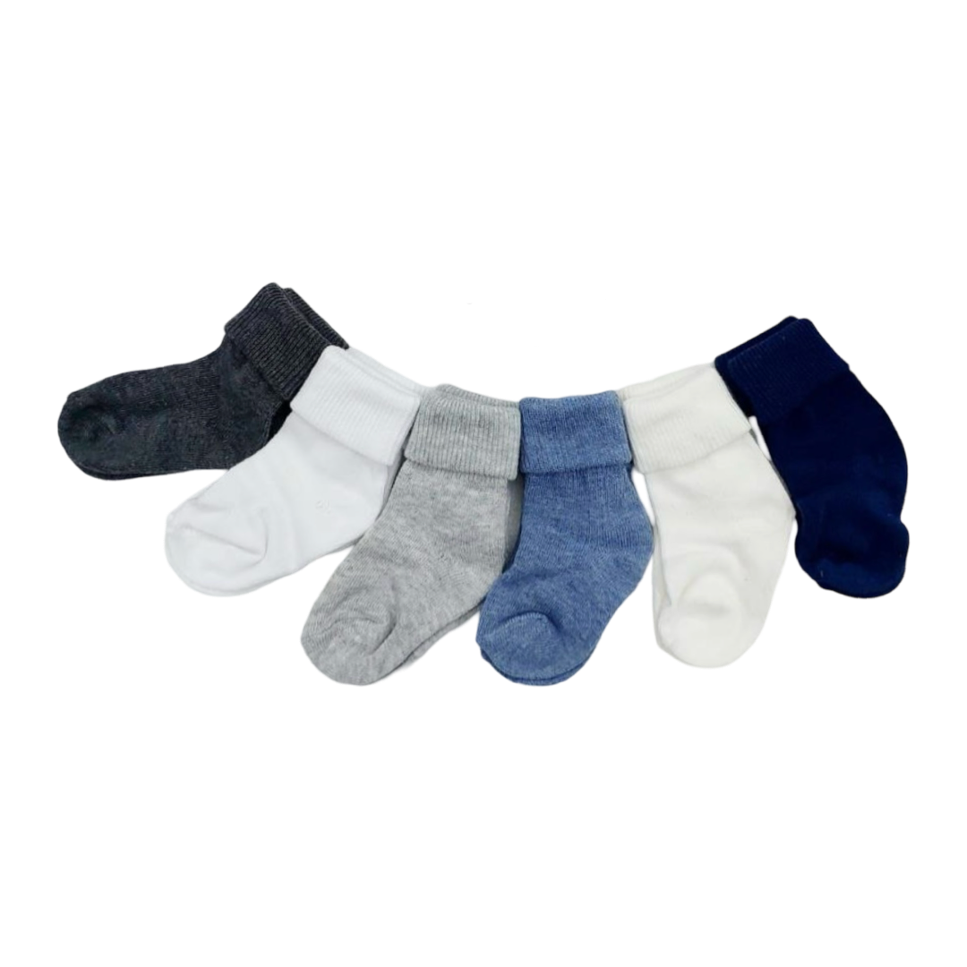 Newborn boys socks box (pack of 6) shades of blue