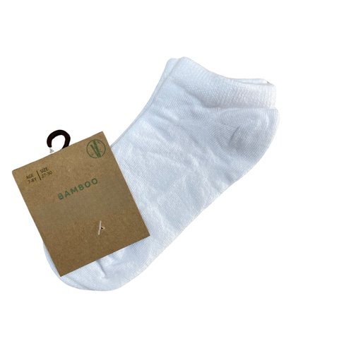 Bamboo plain white ankle socks