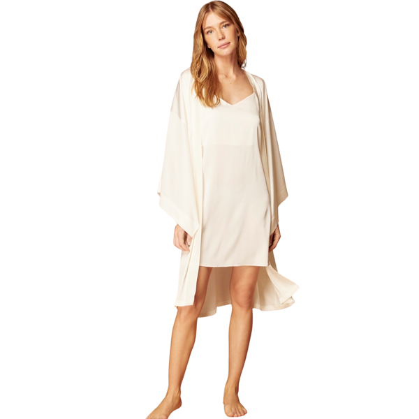 Silky satin cream set (robe and night gown)