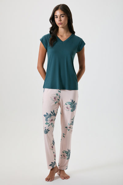 Kaki floral pants set
