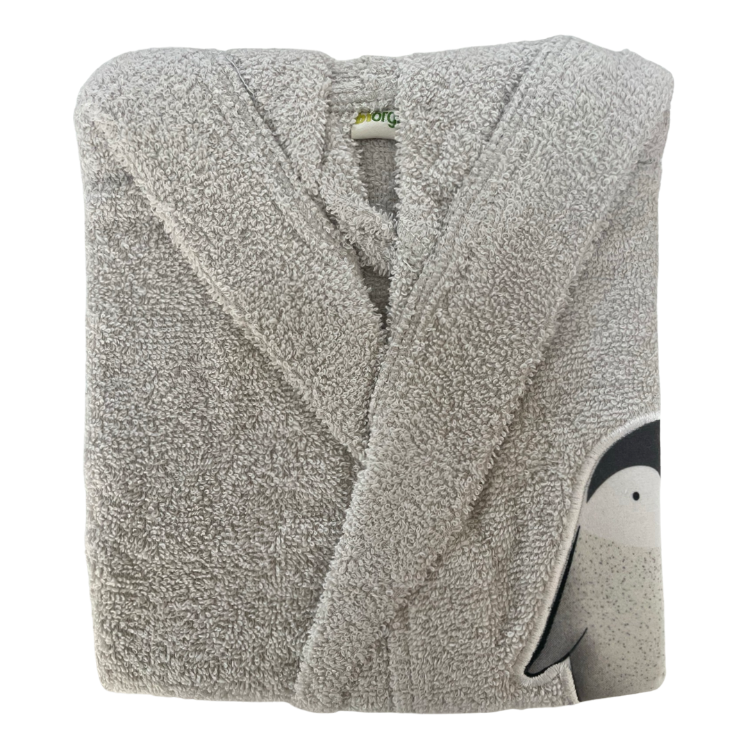 Penguin grey organic cotton bathrobe
