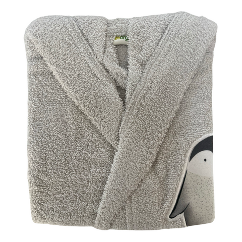 Penguin grey organic cotton bathrobe