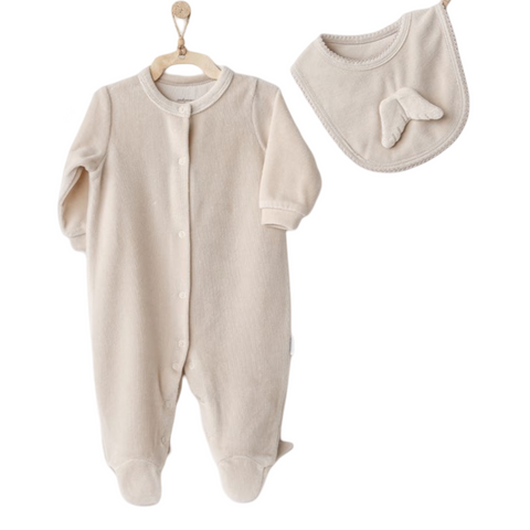 Velvet angel romper with bib