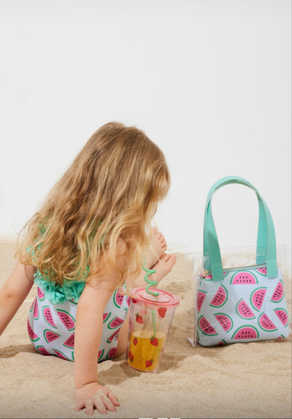 Mint watermelon beach bag