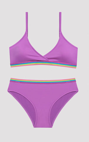 Purple triangle 2 pcs swim suit