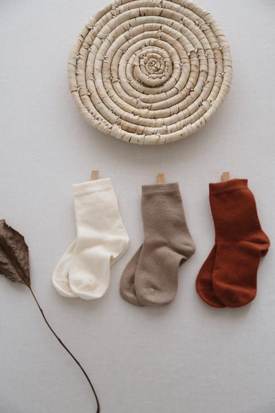 Socks pack of 3 (beige -coffee-brick)
