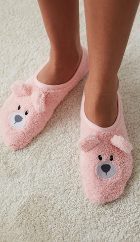 Pink bear liner socks