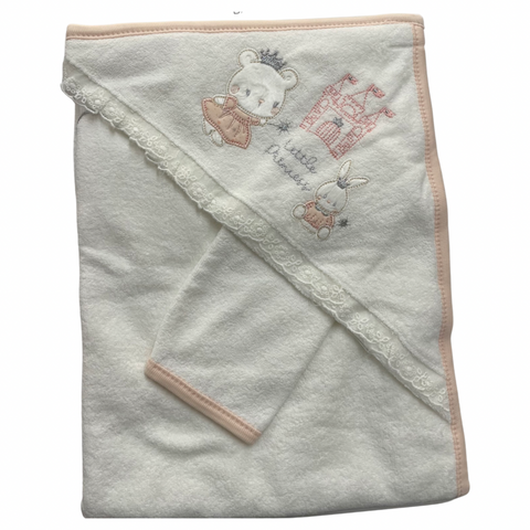 Peach little princess hooded baby towel