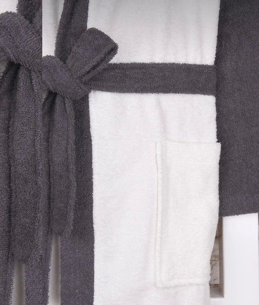 White and grey bathrobe