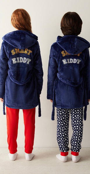 Smart kiddy navy blue warm robe