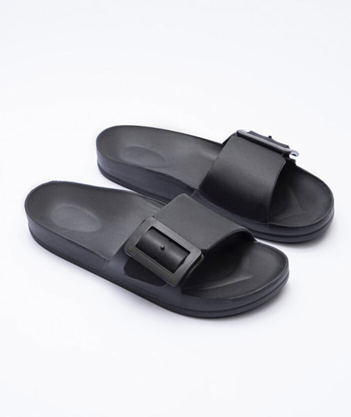 Big buckle slippers(black)
