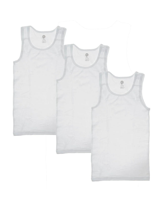 Boys plain white undershirts-pack of 3-100% cotton