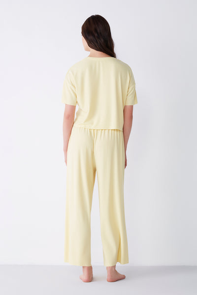 Yellow plain pants set
