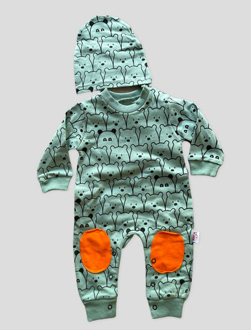 Bears outline cotton romper(teal)