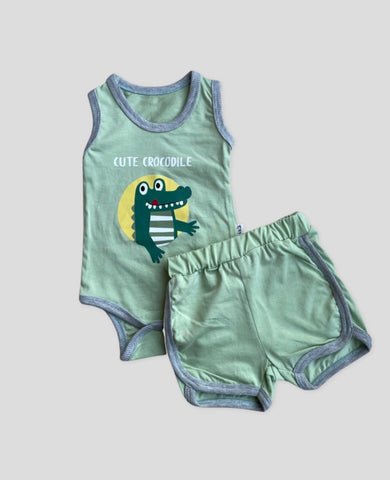 Cute crocodile short set