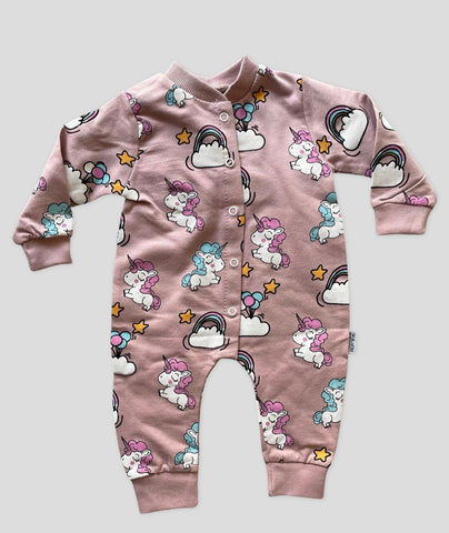 Unicorn baby overall- dark pink