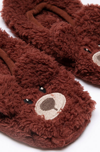 Brown bear liner socks